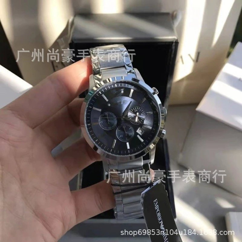 【DX97-4】三眼多功能商务石英表精钢带石英手表男